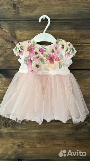 Платье нарядное для девочки розовое, размер 74