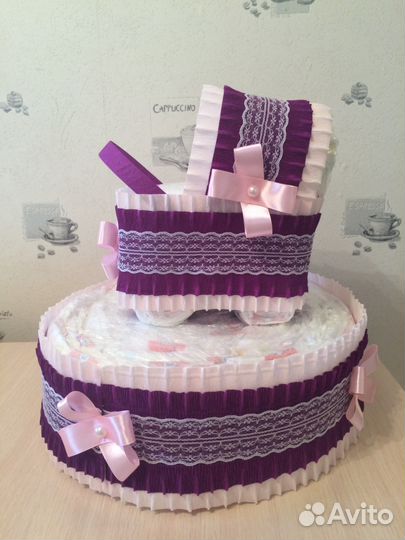 Торт с коляской из памперсов