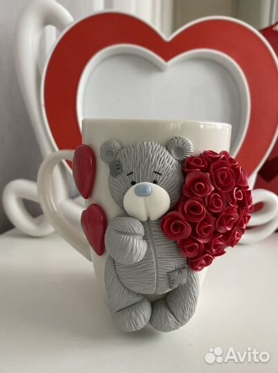 Кружка с декором Мишка Тедди ручной работы