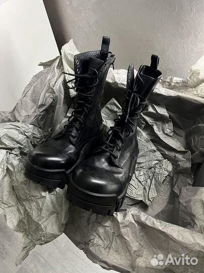 Balenciaga bulldozer worn-out effect leather boots