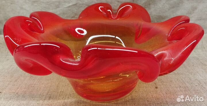 Ваза конфетница. Чешское цветное стекло СССР