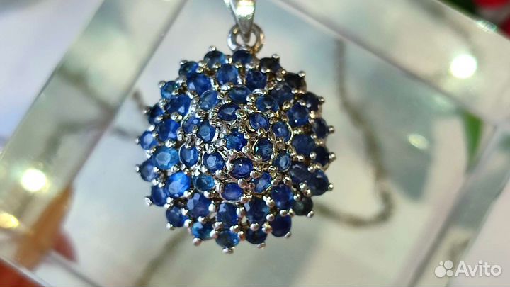 Крупный кулон с сапфирами 12,54ct, 11,25 гр, 925