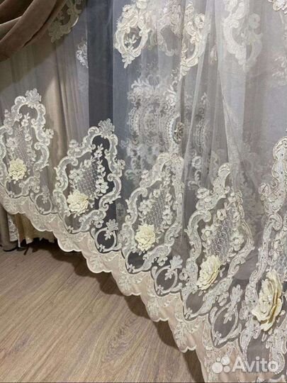 Сетка грек с 3D вышивкой и цветами 5м италия