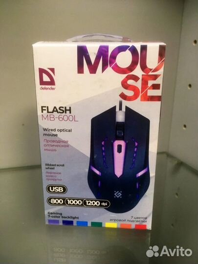 Мышь 1200DPI USB проводная игровая Defender Flash