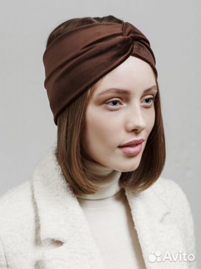 Повязка на голову бархатная тёплая на весну