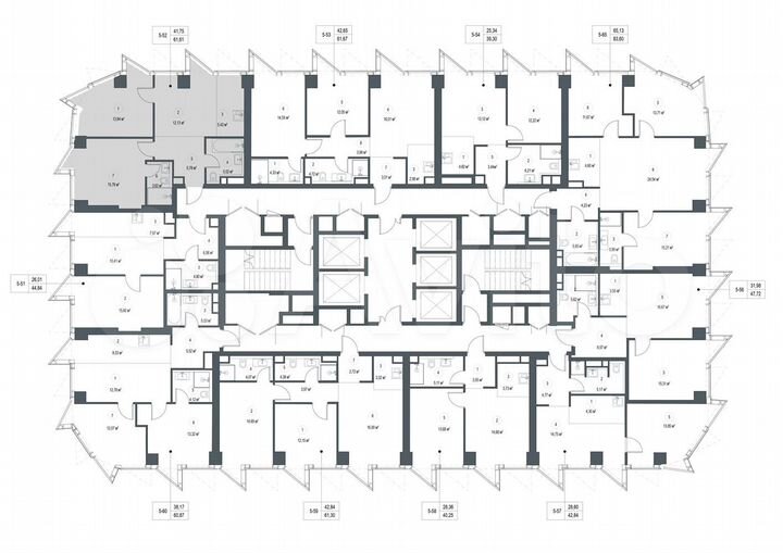 2-к. квартира, 61,6 м², 7/57 эт.