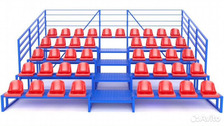 Трибуна с сидениями, пятирядная, с ограждением Pioner A13598