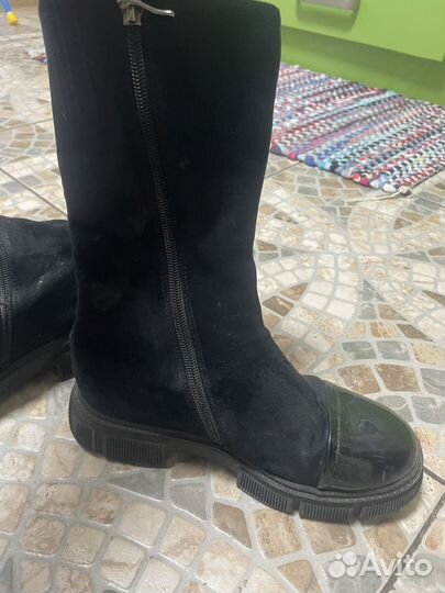 Замшевые сапоги 36