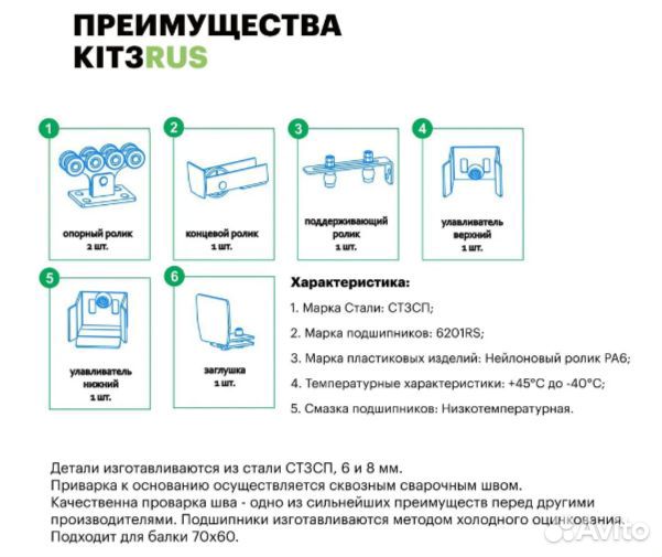 Комплект роликов для откатных ворот