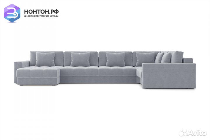 Диван п-образный тик-так Монарх серый