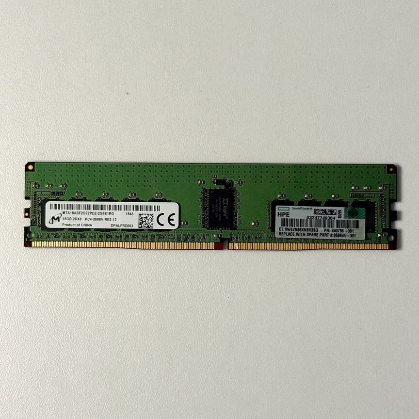 [PC4-2666V-RE2-12] Hpe 16гб Ddr4 2666 Мгц Rdimm Pc4-2666v-Rе2-12 Pc4-2666v-Re2-12