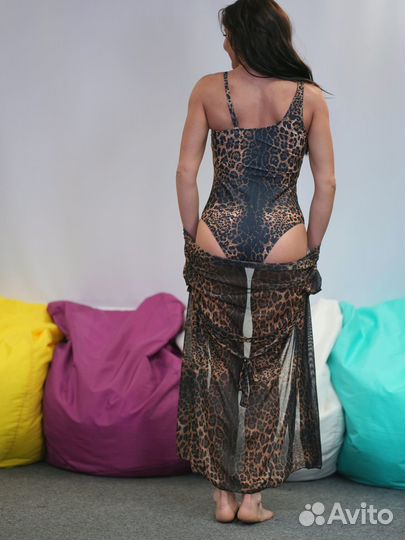Купальник слитный леопард