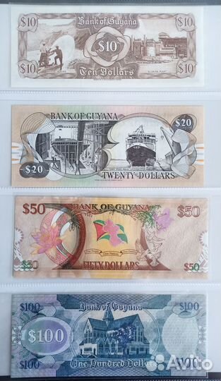 Набор банкнот(бон) гос-ва Гайаны