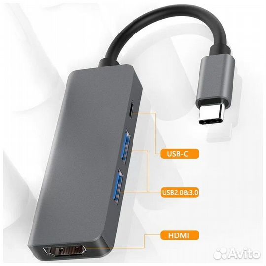 Адаптер Хаб Type-C hdmi 4 в 1