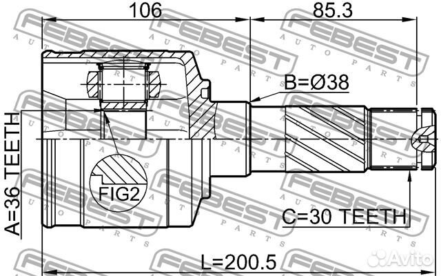 Febest 0511-BT50RH ШРУС правый внутренний