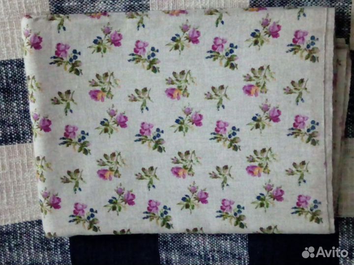 Отрез ткани лён/хлопок в цветочек Белоруссия
