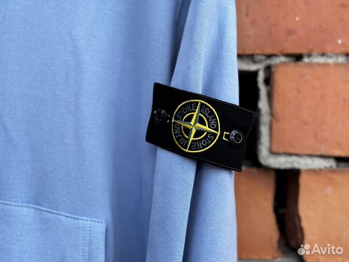 Худи в голубом цвете Stone Island Fleece