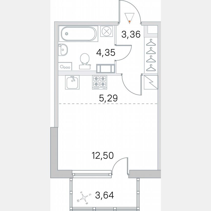 Квартира-студия, 26,6 м², 5/5 эт.