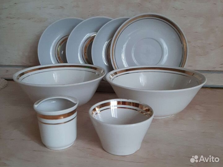 Ассорти блюдца, чашка, солонки, позолота, СССР