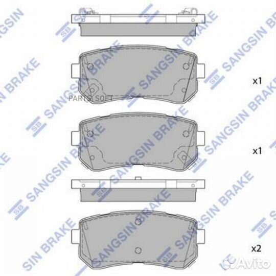 Sangsin brake SP1850 Колодки торм.дисковые Hi-Q hy