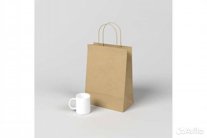 Крафт пакеты с крученой ручкой