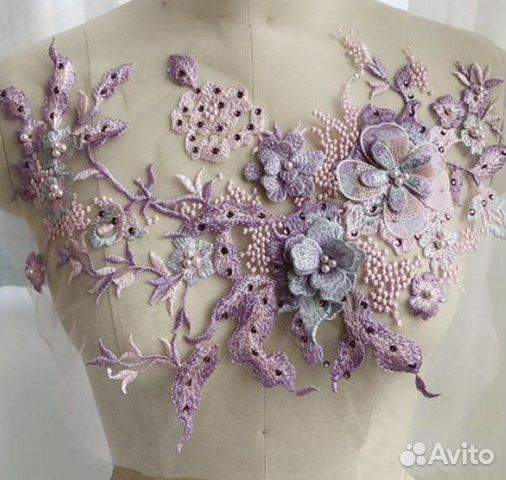 Нашивка для одежды 3D цветы вышивка гладью