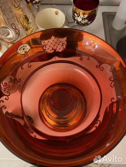 Фруктовница большая на ножке Чехословакия. Винтаж