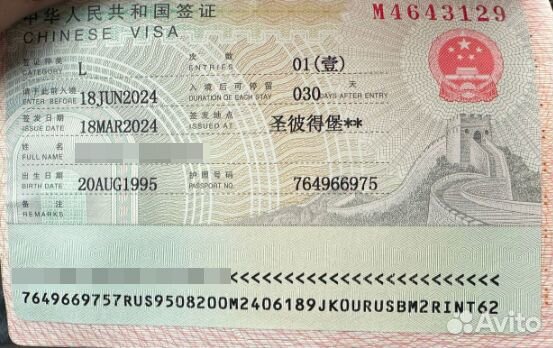 Любая виза в Китай 2024г
