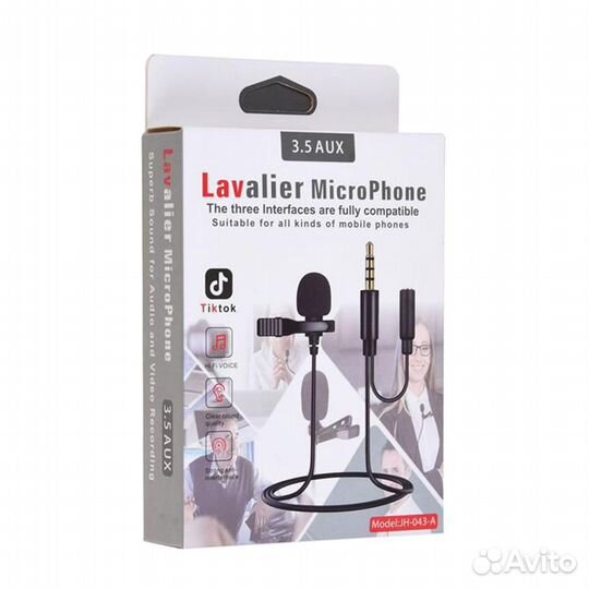 Петличный микрофон 1,5 м 4контактный с выходом 3,5