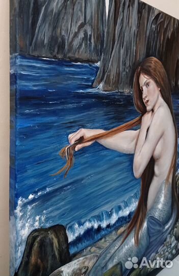 Картина маслом Русалка,картина в интерьер 60/50