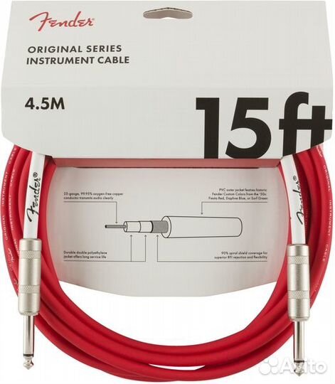 Fender 15 Original Instr. Cable FRD Fiesta Red