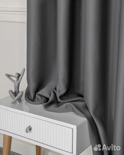 Комплект портьер блэкаут Марсель Темно-серый шторы
