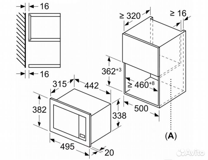 Микроволновка встраиваемая Bosch BFL523MW3, белый