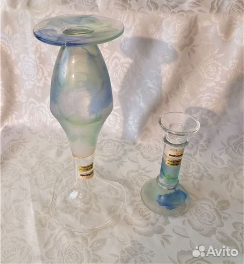 Ваза и подсвечник цветное стекло, Германия