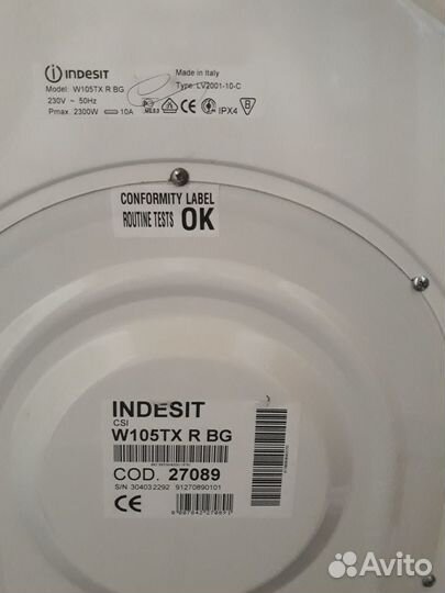 Стиральная машина Indesit W105TX R BG