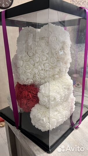 Мишка из искусственных роз 40 см