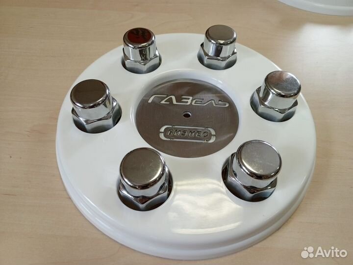 Колпаки на газель бизнес белые нерж + колпачки