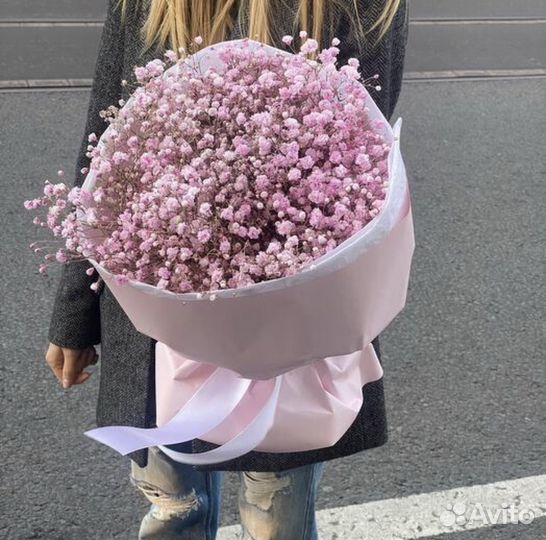 Букет цветов цветных гипсофил голландия доставка