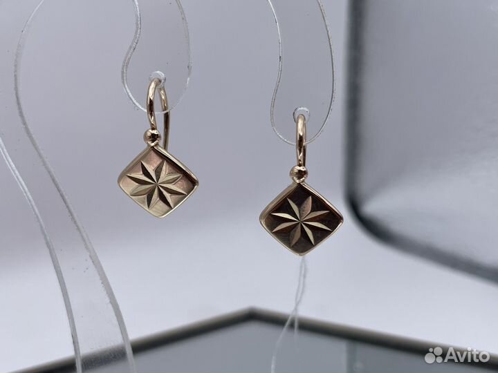 Золотые серьги СССР 4.80 гр. Ромб