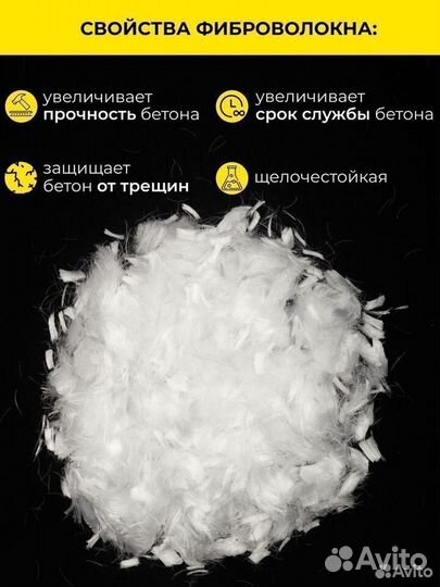 Фибра Полипропиленовая 6 мм Фиброволокно