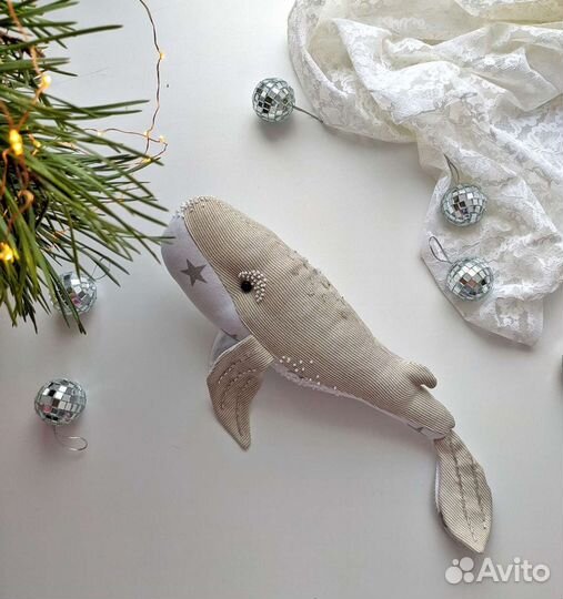 Мягкая игрушка Кит, ручная работа