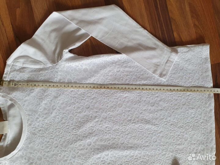 Блузка белая для девочки, новая, 158 Button blue