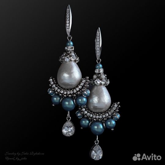 Серьги ручной работы из бисера и бусин