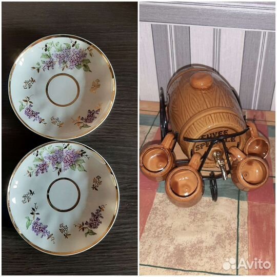 Блюдца Сирень 1958г Набор для спиртных напитков