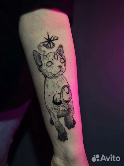 Тату мастер, модель на тату