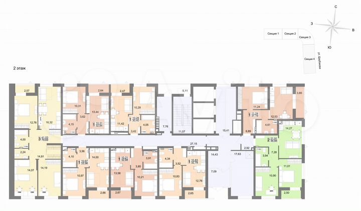 2-к. квартира, 48,7 м², 2/23 эт.