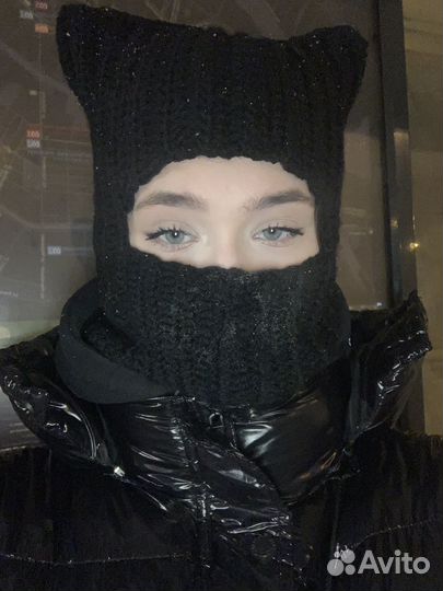 Балаклава вязаная с ушками