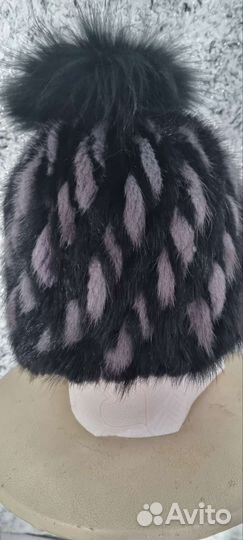 Шапка норковая вязаная женская