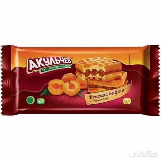 Вафли Акульчев Венские с Абрикосом 100г (опт)