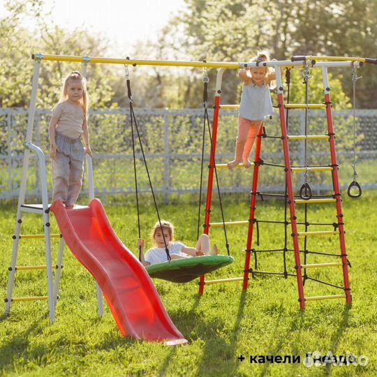 Детский комплекс Богатырь плюс качели гнездо